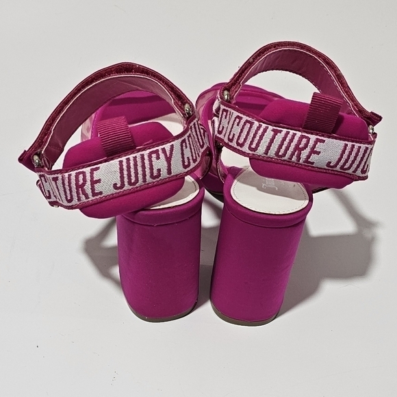 Juicy Couture Gramercy Mesh Hot Pink Heel Logo Platform Block Heel Chunky - Picture 3 of 10